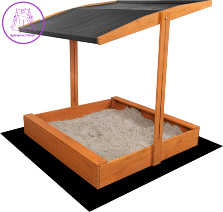 SAND TROPIC Dřevěné pískoviště se stříškou 120x120cm (impregnované) šedé