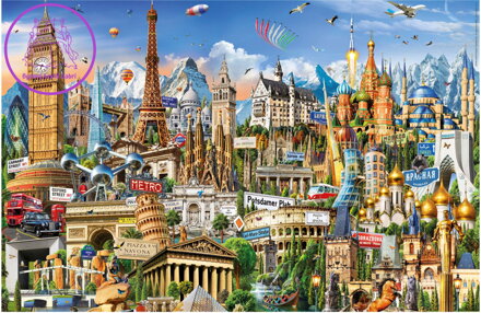 EDUCA Miniaturní puzzle Symboly Evropy 1000 dílků