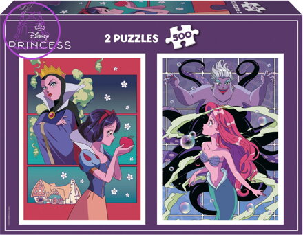 EDUCA Puzzle Disney padouchové a princezny 2x500 dílků