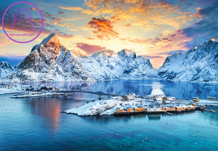 CASTORLAND Puzzle Východ slunce nad Sakrisøy, Lofoty, Norsko 1000 dílků