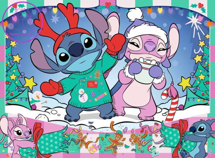 RAVENSBURGER Puzzle Disney: Stitch o Vánocích XXL 100 dílků