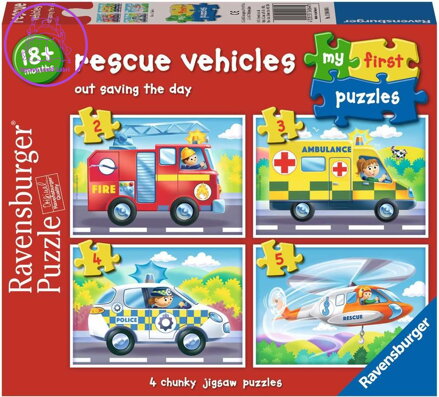 RAVENSBURGER Moje první puzzle: Záchranářská vozidla 4v1 (2,3,4,5 dílků)