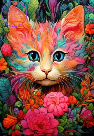 BLUEBIRD Puzzle Kotě a květiny 1000 dílků