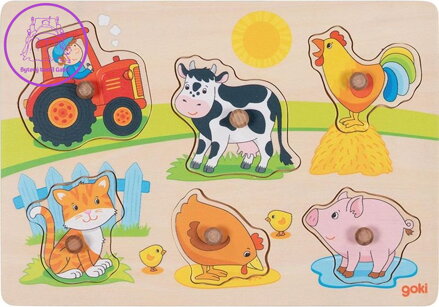 GOKI Dřevěná vkládačka Na farmě