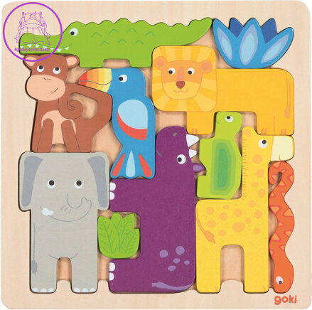GOKI Obrysové puzzle Safari 11 dílků