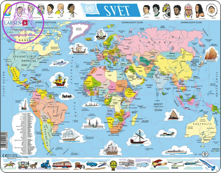 LARSEN Puzzle Svět politická mapa 107 dílků