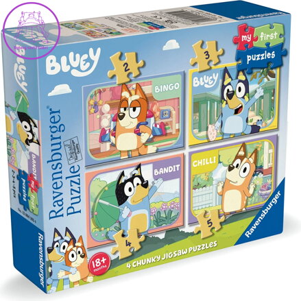 RAVENSBURGER Moje první puzzle: Bluey 4v1 (2,3,4,5 dílků)