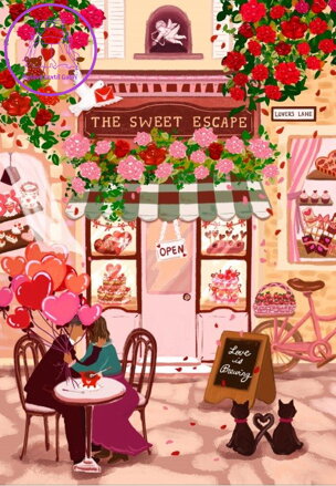 PIECES & PEACE Puzzle Sladký útěk – Valentýnská kavárna 1000 dílků