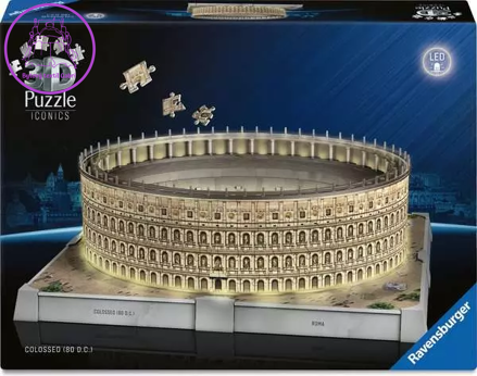 RAVENSBURGER Svítící 3D puzzle Iconics: Koloseum (Noční edice) 216 dílků