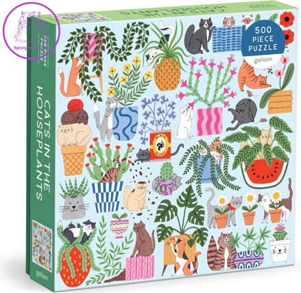 GALISON Čtvercové puzzle Kočky v květináčích 500 dílků
