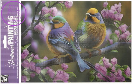 CRAFT ID Diamantové malování na desce Ptáčci 29x21cm
