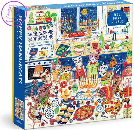 GALISON Čtvercové puzzle Happy Hanukcats 500 dílků
