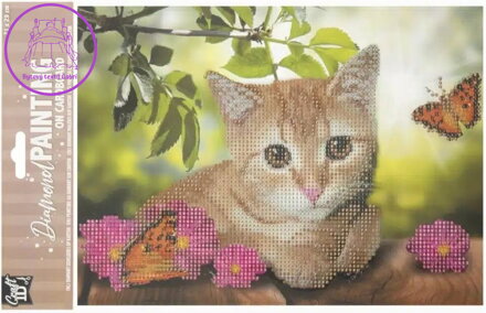 CRAFT ID Diamantové malování na desce Koťátko 29x21cm