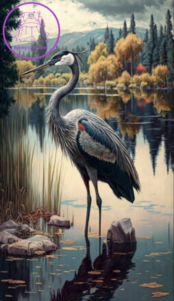 NORIMPEX Diamantové malování Jeřáb na jezeře 30x40cm NORIMPEX Diamantové malování Jeřáb na jezeře 30x40cm