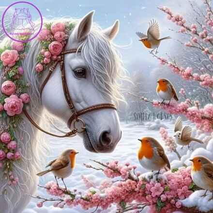 NORIMPEX Diamantové malování Kůň v zimě 30x40cm NORIMPEX Diamantové malování Kůň v zimě 30x40cm