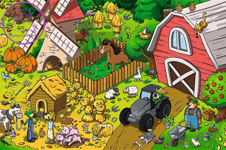 Puzzle Treflící na farmě 60 dílků