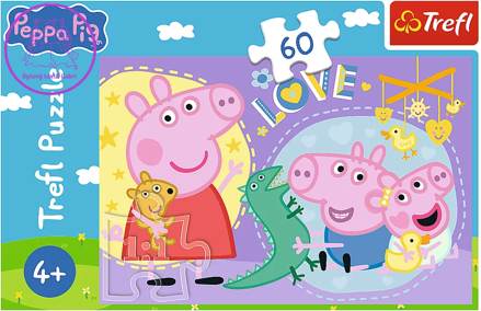 TREFL Puzzle Prasátko Peppa: Šťastná Peppa 60 dílků