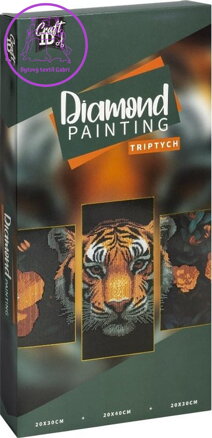 CRAFT ID Diamantové malování na rámu Tygr triptych 40x20 cm + 30x20 cm