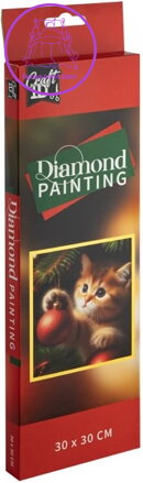 CRAFT ID Diamantové malování Vánoční kočička 30x30cm