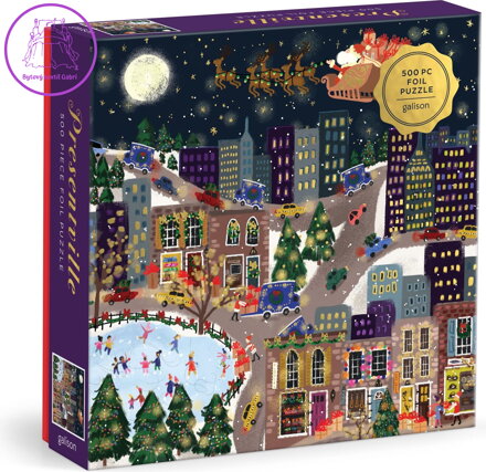 GALISON Metalické čtvercové puzzle Dárkové městečko 500 dílků