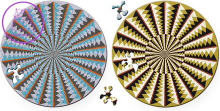 CURIOSI Oboustranné dřevěné puzzle Double: Kolotoč 88 dílků