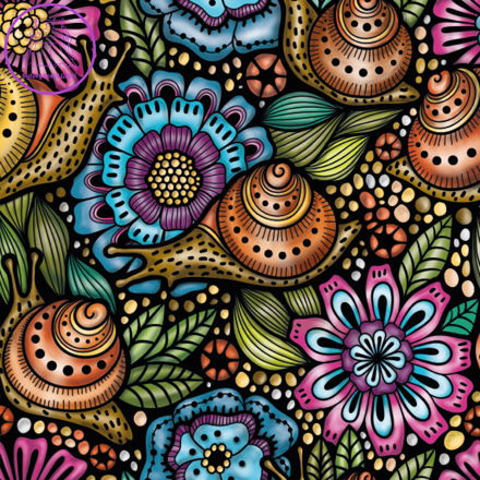 CURIOSI Čtvercové puzzle Q Life: Šneci na květinách 72 dílků