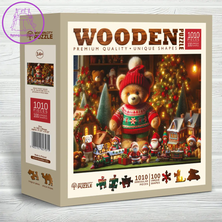 WOODEN CITY Dřevěné puzzle Vánoční medvídek 1010 dílků