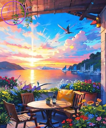 NORIMPEX Diamantové malování Posezení u jezera 30x40cm