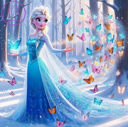 NORIMPEX Diamantové malování Ledová princezna s kouzelnými motýli 30x40cm