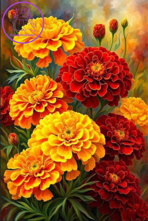 NORIMPEX Diamantové malování Aksamitníky (afrikány) 30x40cm