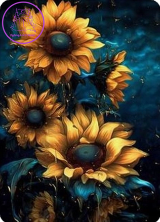 NORIMPEX Diamantové malování Slunečnice v noci 30x40cm