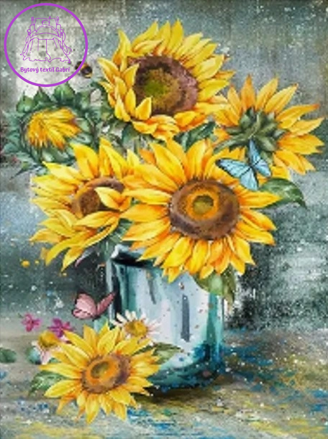 NORIMPEX Diamantové malování Slunečnice ve váze 30x40cm