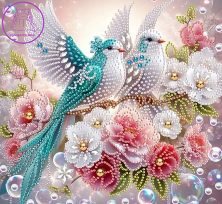 NORIMPEX Diamantové malování Ptáčci na větvi 30x40cm