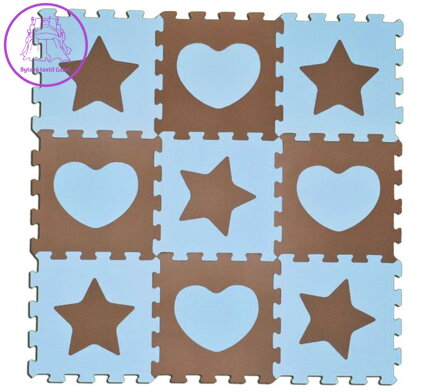 SUN TA TOYS Pěnové puzzle Hvězdy a srdce modré S4 (30x30)