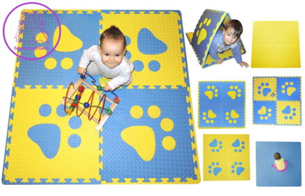 Pěnový BABY koberec s okraji - modrá,žlutá