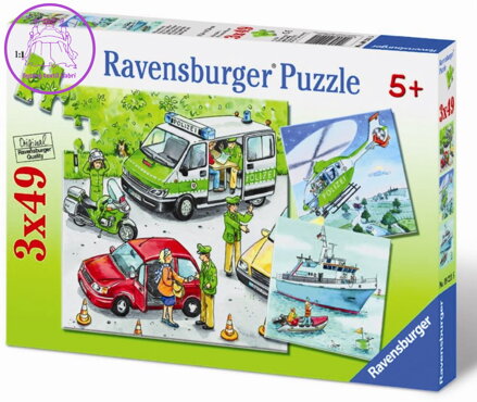 RAVENSBURGER Puzzle Policie v akci 3x49 dílků