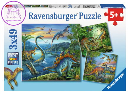 RAVENSBURGER Puzzle Úžasní dinosauři 3x49 dílků