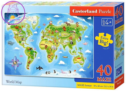 CASTORLAND Puzzle Obrázková mapa světa MAXI 40 dílků