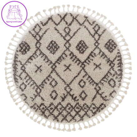 Kusový koberec Berber Tanger B5940 cream and brown kruh