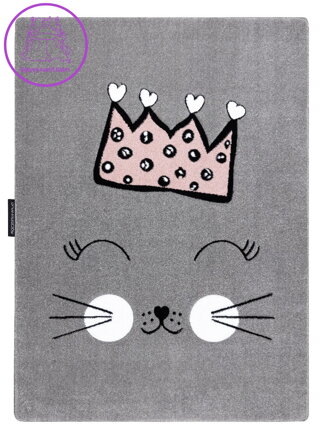 Dětský kusový koberec Petit Cat crown grey