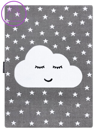 Dětský kusový koberec Petit Cloud stars grey