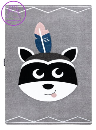Dětský kusový koberec Petit Raccoon mukki grey