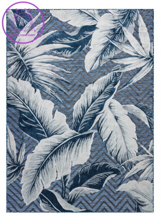 Kusový koberec Botanic 65242 Feathers navy – na ven i na doma