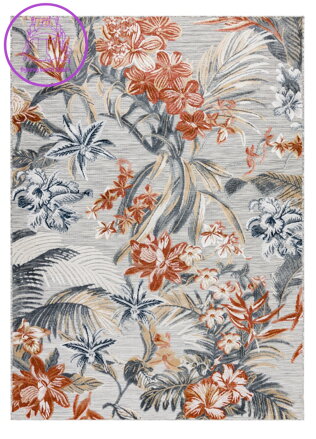Kusový koberec Botanic 65262 flowers grey – na ven i na doma