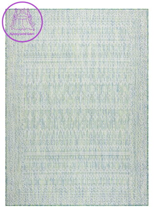 Kusový koberec Sion Sisal Aztec 22184 green/blue/ecru – na ven i na doma