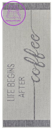 Běhoun Cucina Life Begins After Coffee 105628 Cream Grey