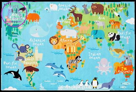 Dětský kusový koberec Torino kids 233 WORLD MAP
