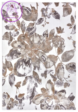 Kusový koberec Shine 105922 Floral White Grey Brown