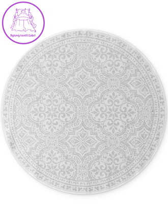 Kusový koberec Duet Rosel White/Gray kruh - na ven i na doma