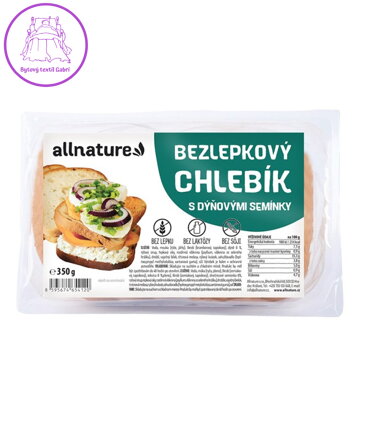 Bezlepkový chlebík s dýňovými semínky 350g Allnature 4886